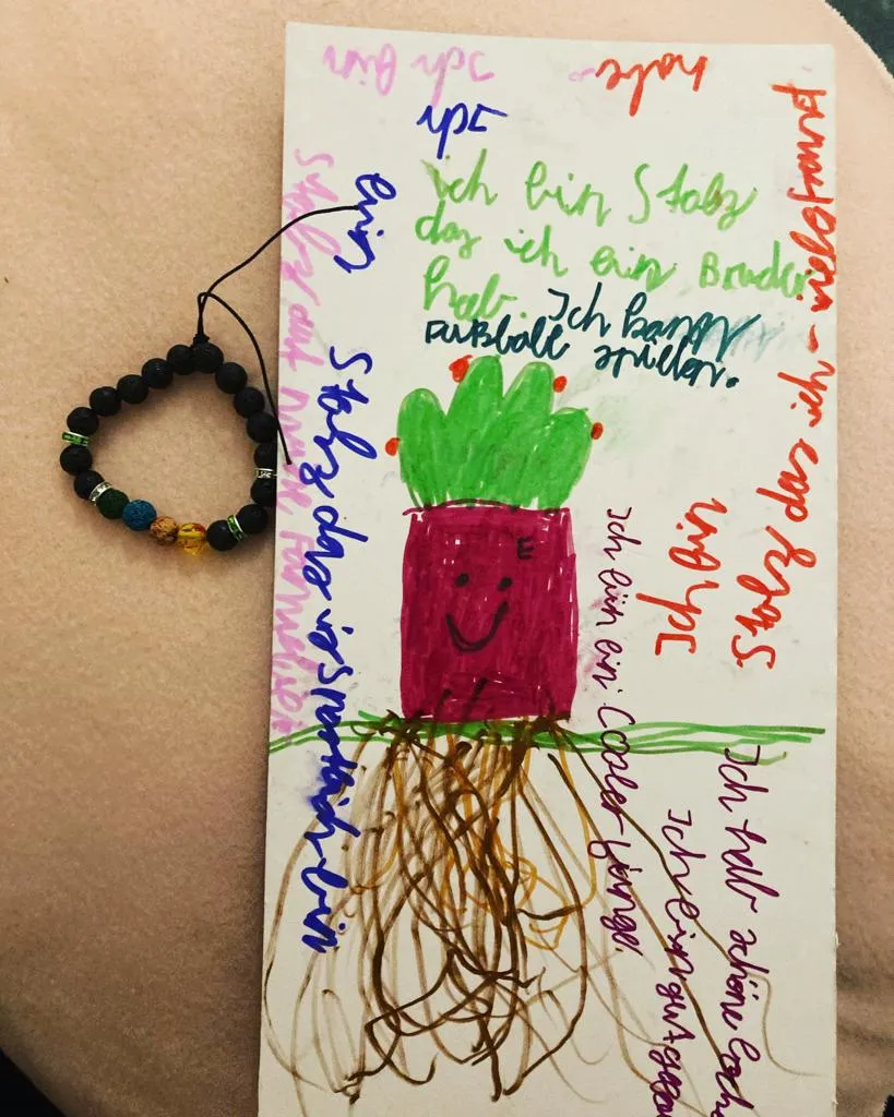 herzoklang, Eine Karte von einem Kind gemacht und ein Armband